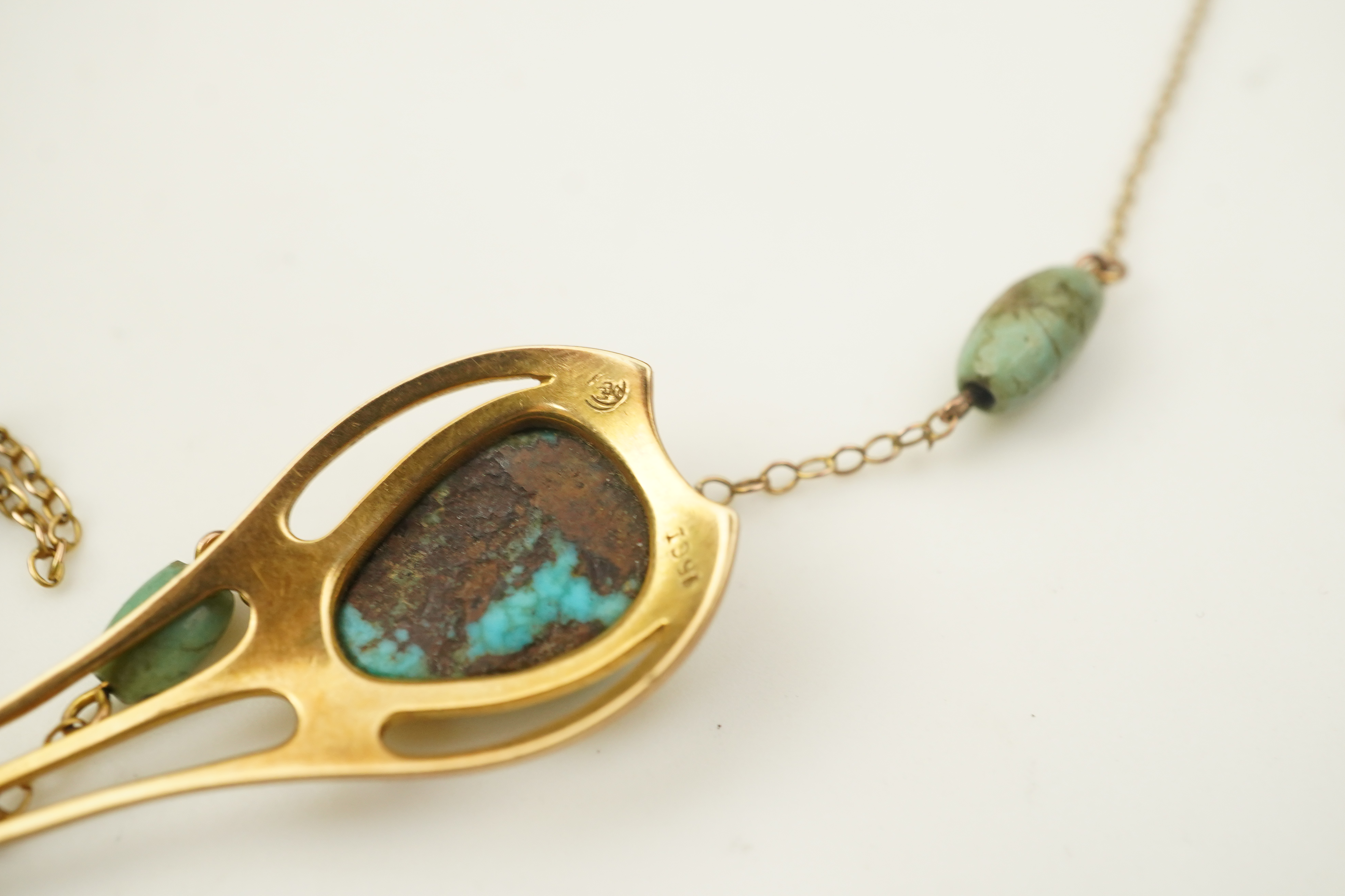 Murrle, Bennett & Co., an Arts and Crafts turquoise pendant necklace, early 20th century